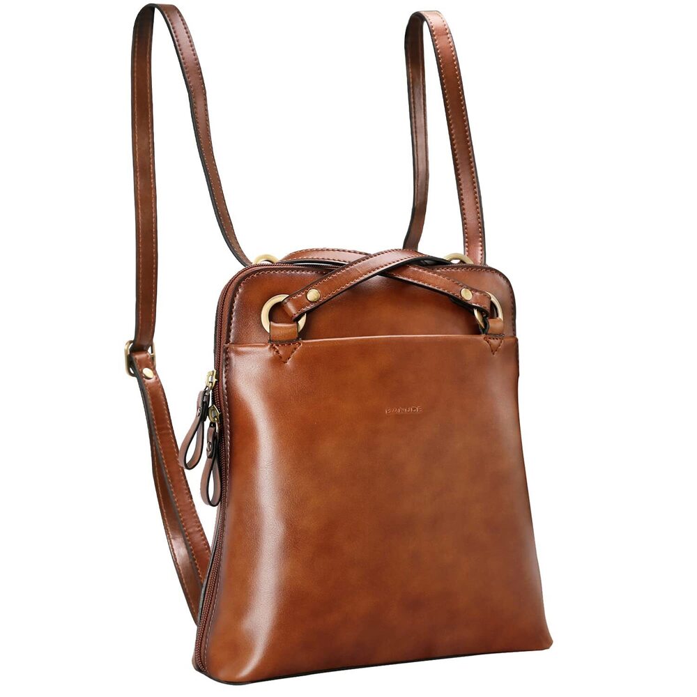 9809 Leather Convertible Backpack Purse Small Shoulder Bag for 9.7 inch
